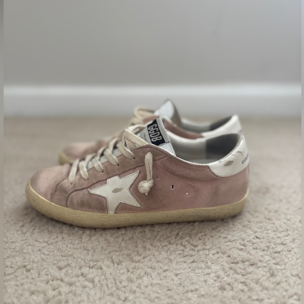 Golden Goose Super Star Pink Suede Sneakers Sz 38 - Picture 4 of 6